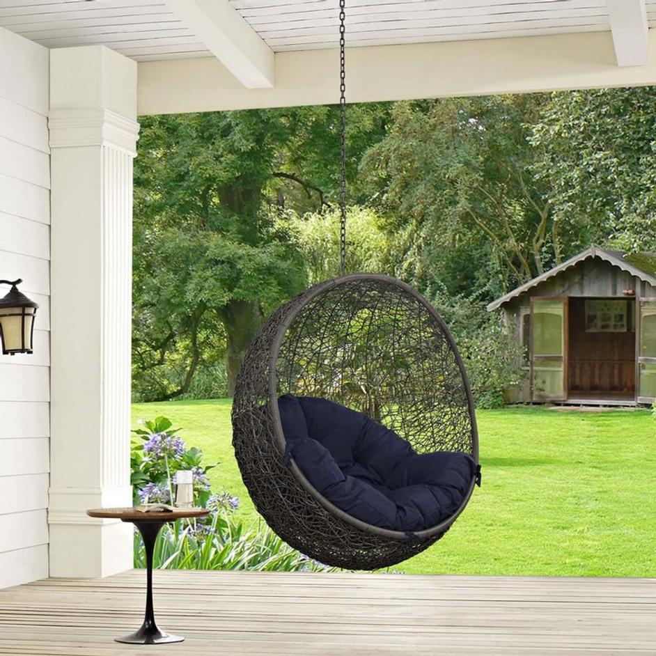 Segreto Outdoor Patio Swing Chair Without Stand In Gray Navy by Modway Furniture