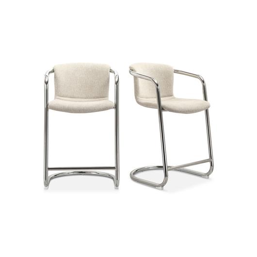 Freeman Chrome Frame Counter Stool Blended Cream - Set Of Two by Moes Home