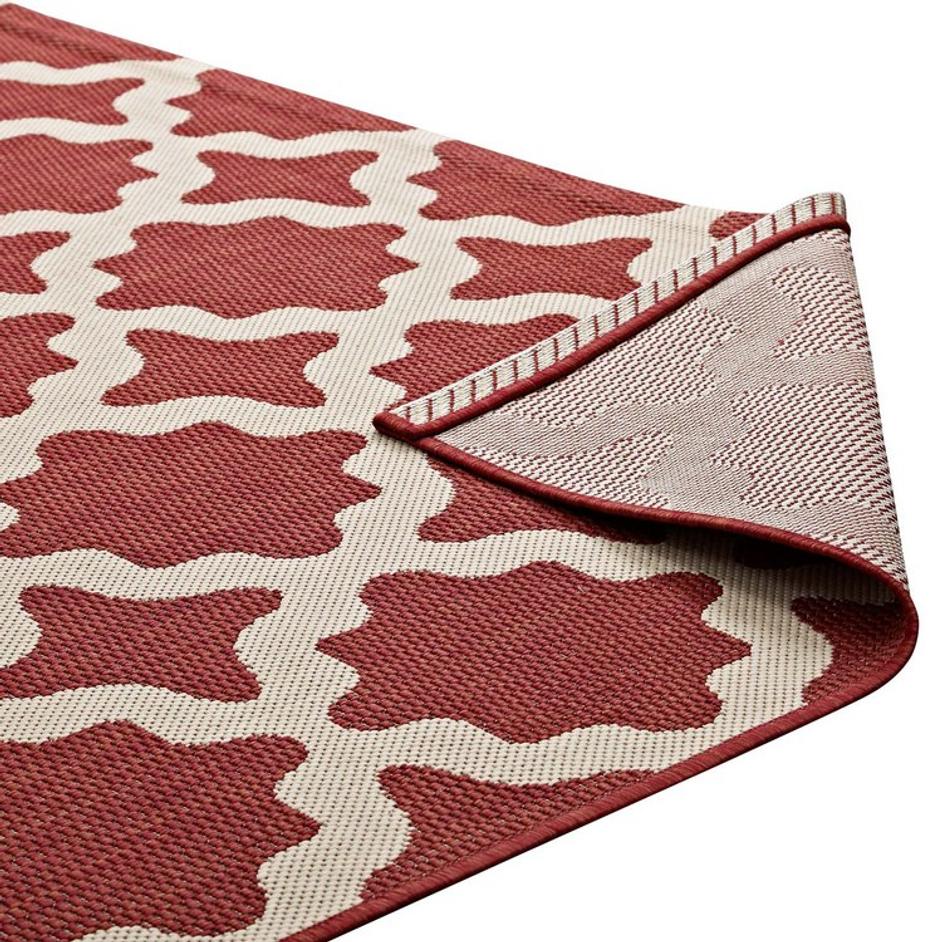 Selena Moroccan Trellis 5X8 Indoor And Outdoor Area Rug In Red And Beige by Modway Furniture