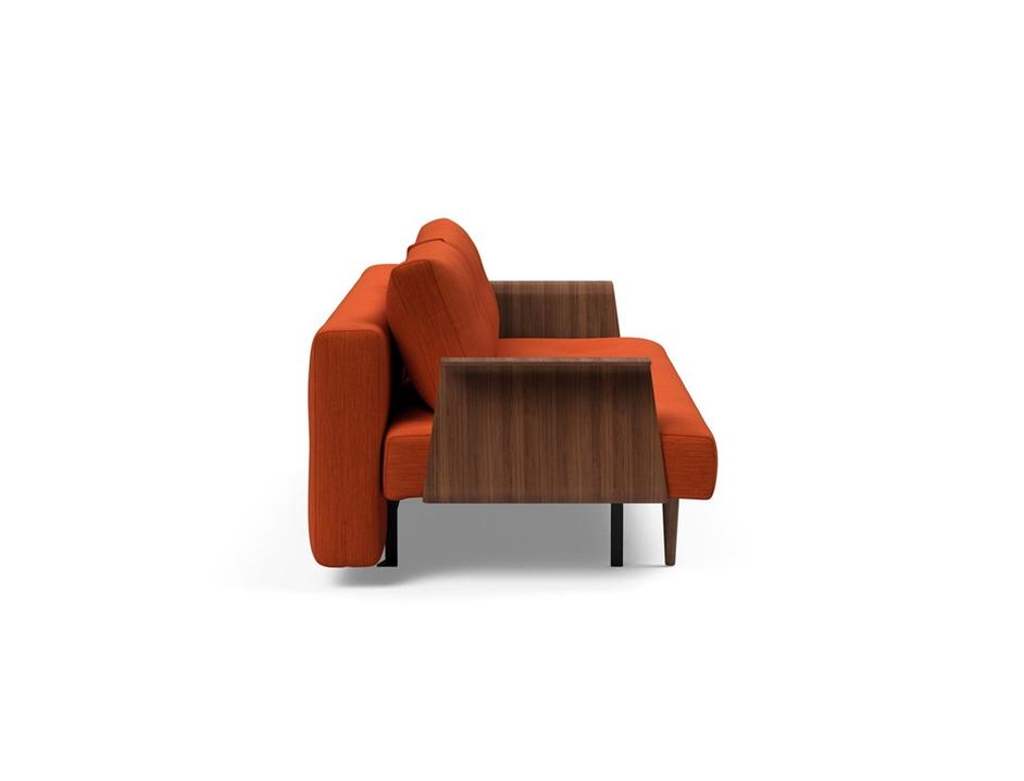 RECAST PLUS SOFABED W/ARMS in ELEGANCE PAPRIKA FABRIC WITH Dark wood LEGS 506 by INNOVATION USA
