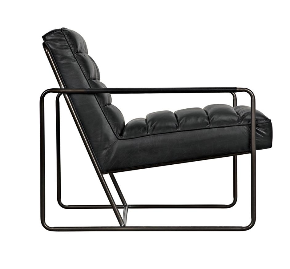 Demeter Chair, Metal and Leather by Noir Furniture