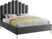 Anita Queen Bed In Grey Velvet by Meridian Furniture