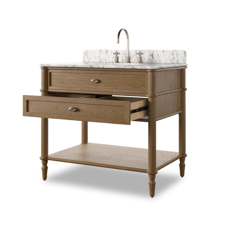 Toulouse Single Vanity - Washed Blonde Oak Veneer by Four Hands