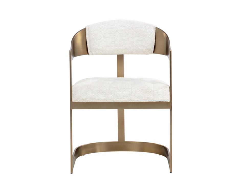 BEAUMONT DINING ARMCHAIR - ANTIQUE BRASS - RHEA LIGHT BARLEY by Sunpan