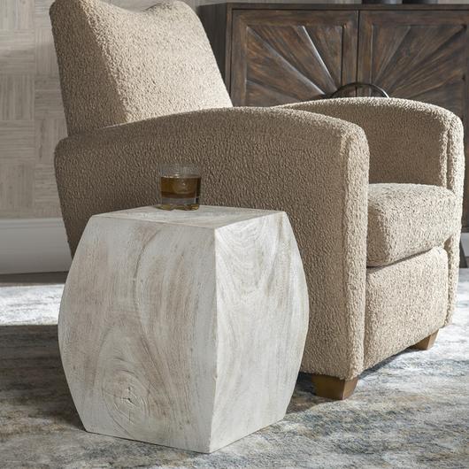 Grove Ivory Wooden Accent Stool by Uttermost