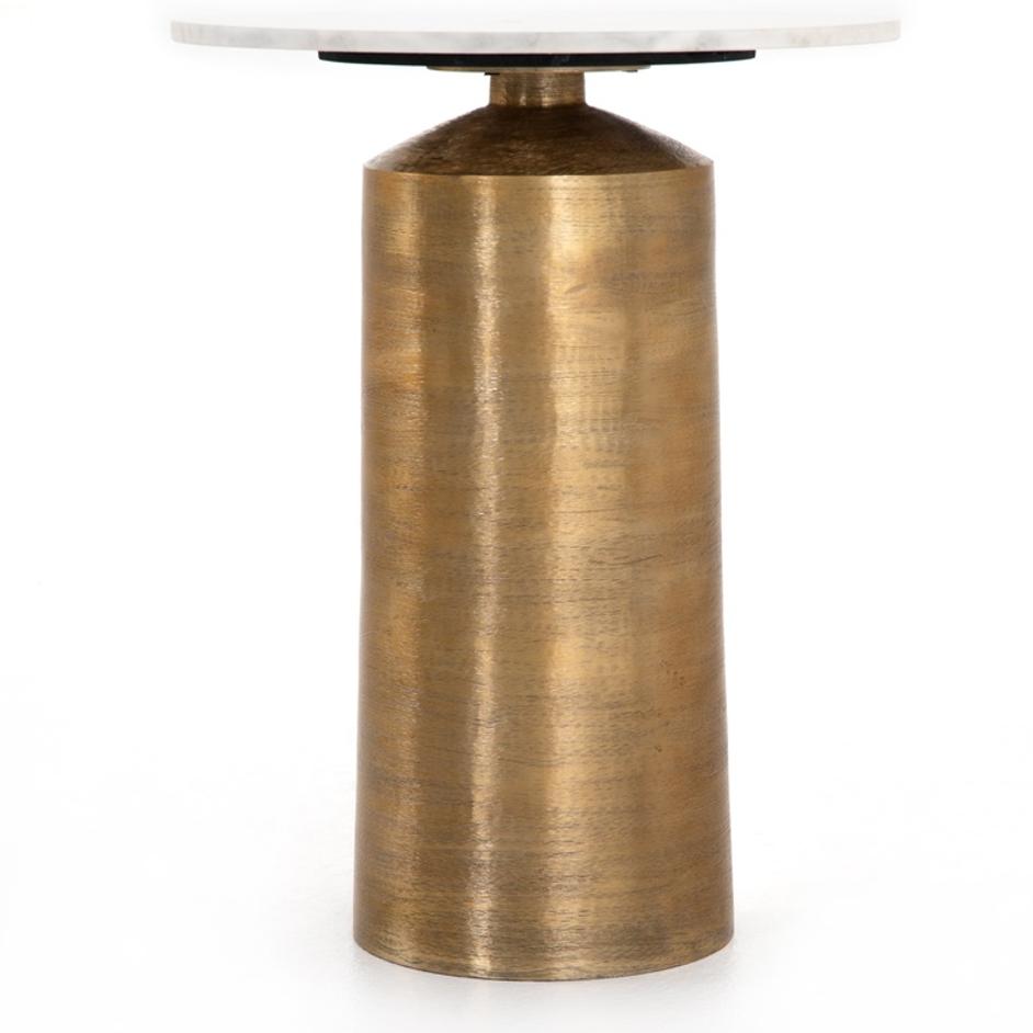 Delune Nightstand In Polished White Marble by FOUR HANDS