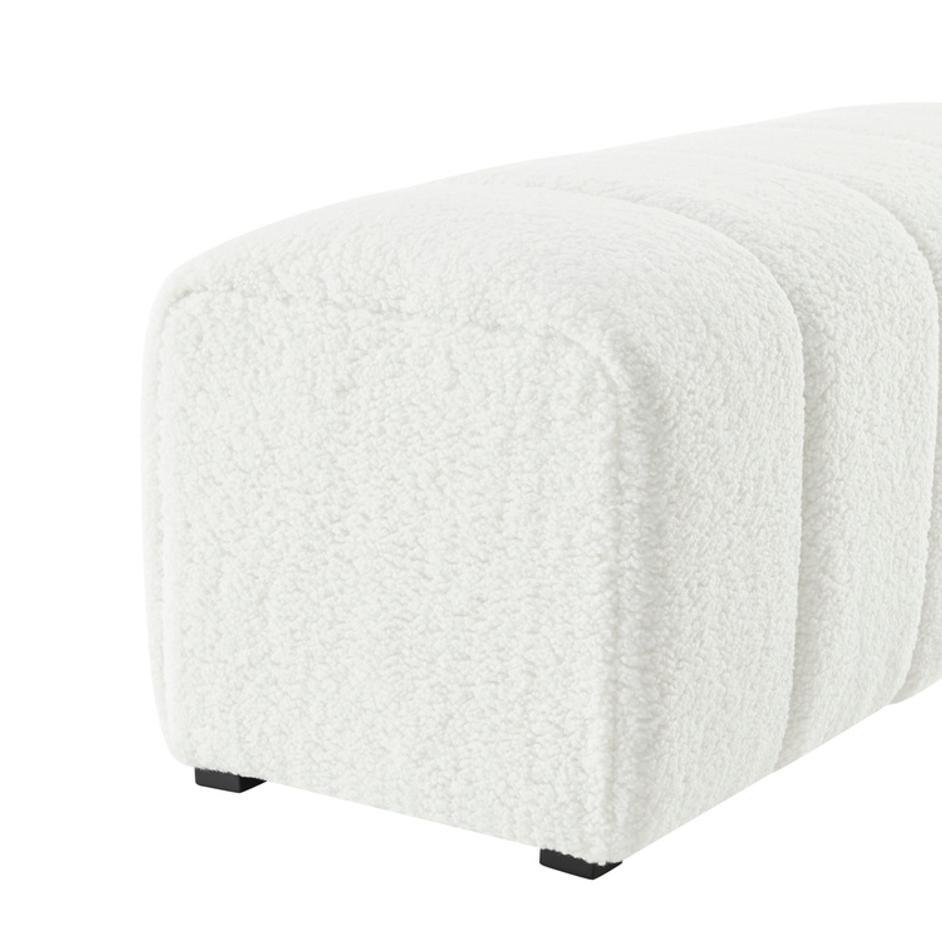 Cassy Faux Shearling Bench, Shearling Beige by New Pacific Direct