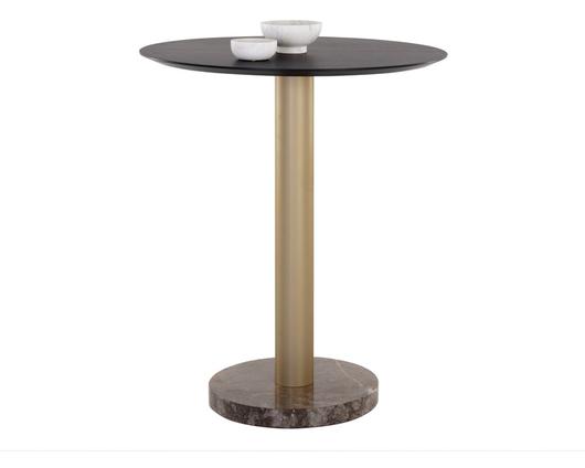 MONACO BAR TABLE - GOLD - GREY MARBLE / CHARCOAL GREY by Sunpan