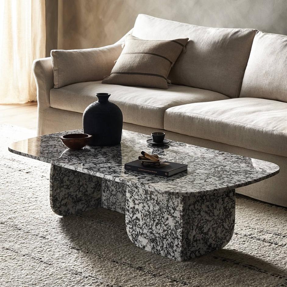 Ramone Coffee Table In Speckled Black Marble by Four Hands