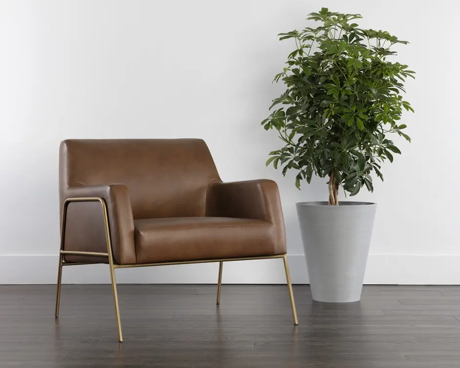 Cybil Lounge Chair - Vintage Caramel Leather by Sunpan