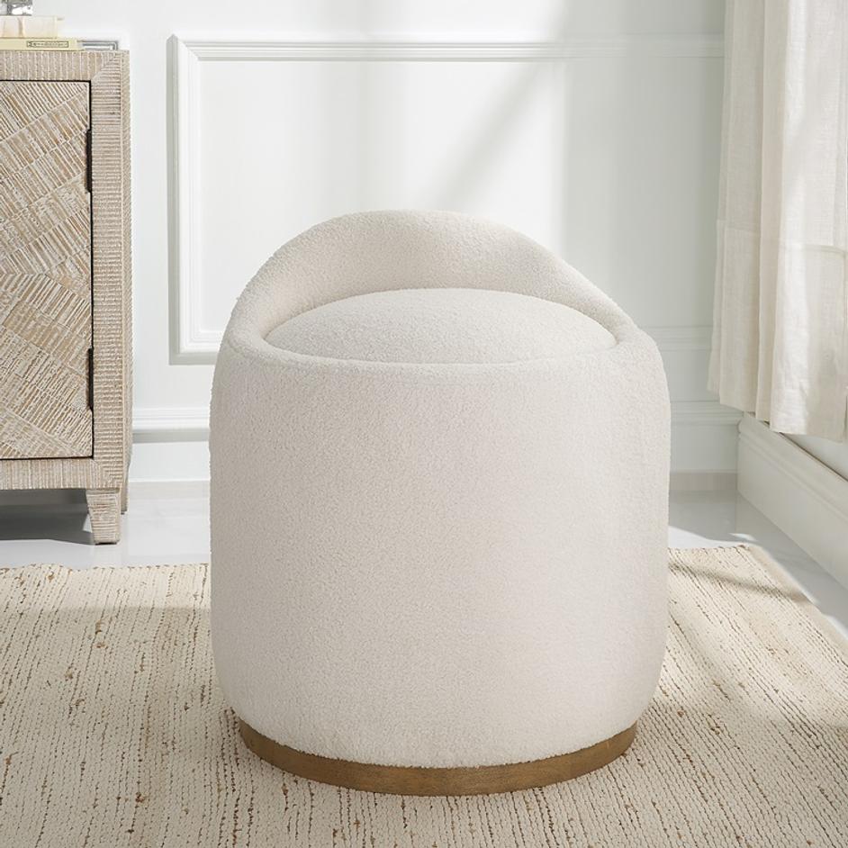 Swirl Swivel Sheepskin Ottoman by Uttermost
