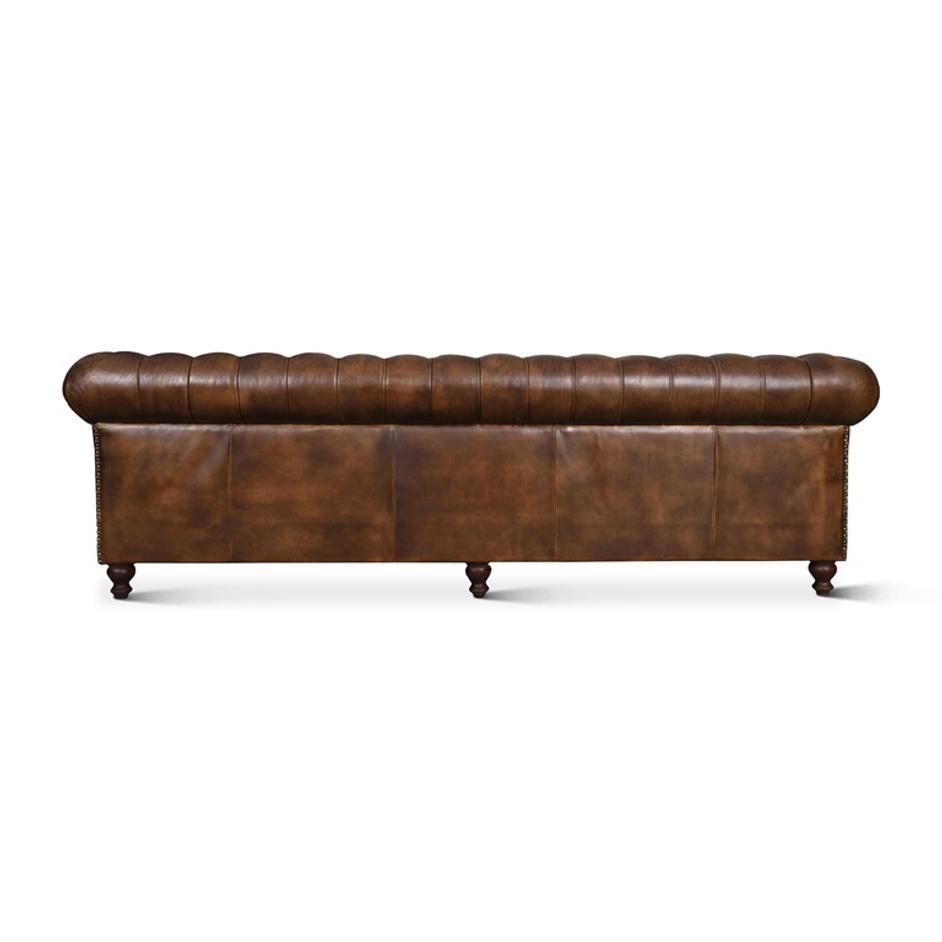 Three Seat Chesterfield, Antique Whiskey Leather by Home Trends & Design