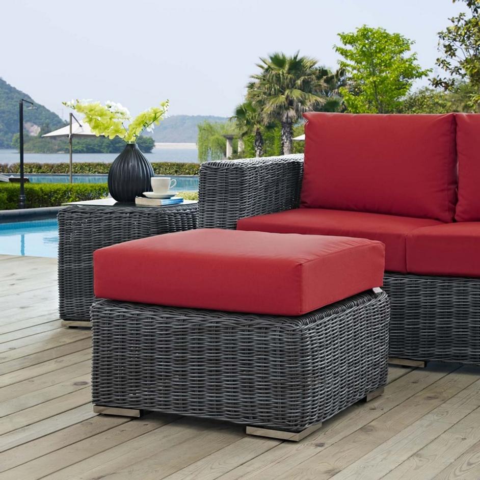 Kindle Outdoor Patio Sunbrella® Ottoman In Canvas Red by Modway Furniture