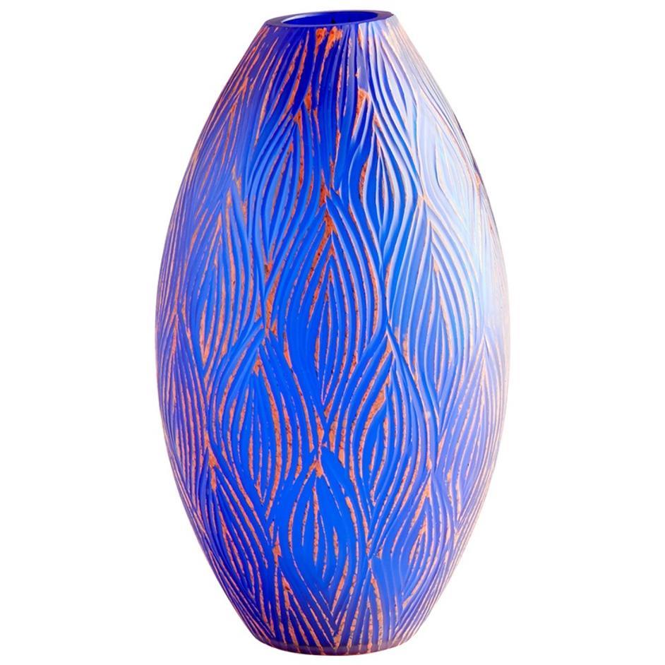 Small Fused Groove Vase in Blue by Cyan Design