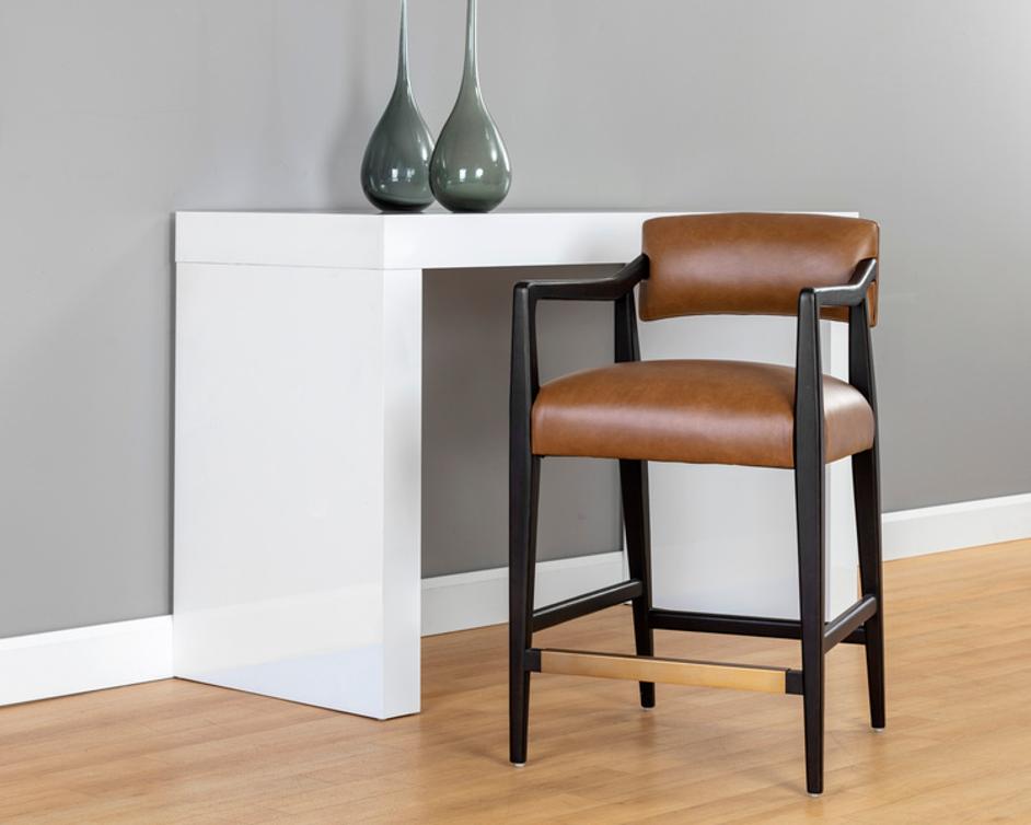 KEAGAN COUNTER STOOL - SHALIMAR TOBACCO LEATHER by Sunpan