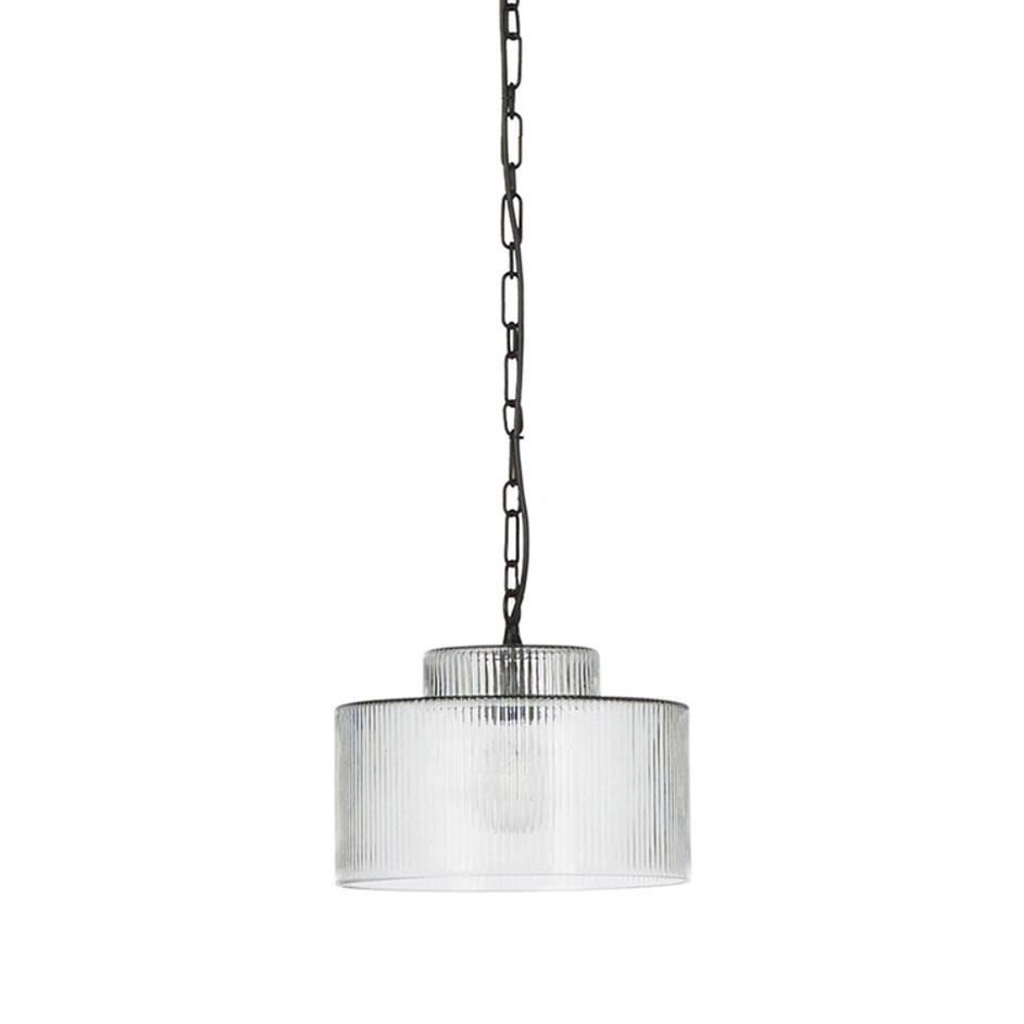 Malone Pendant In Clear Reeded Glass-Jet Black-Black Cord by Four Hands