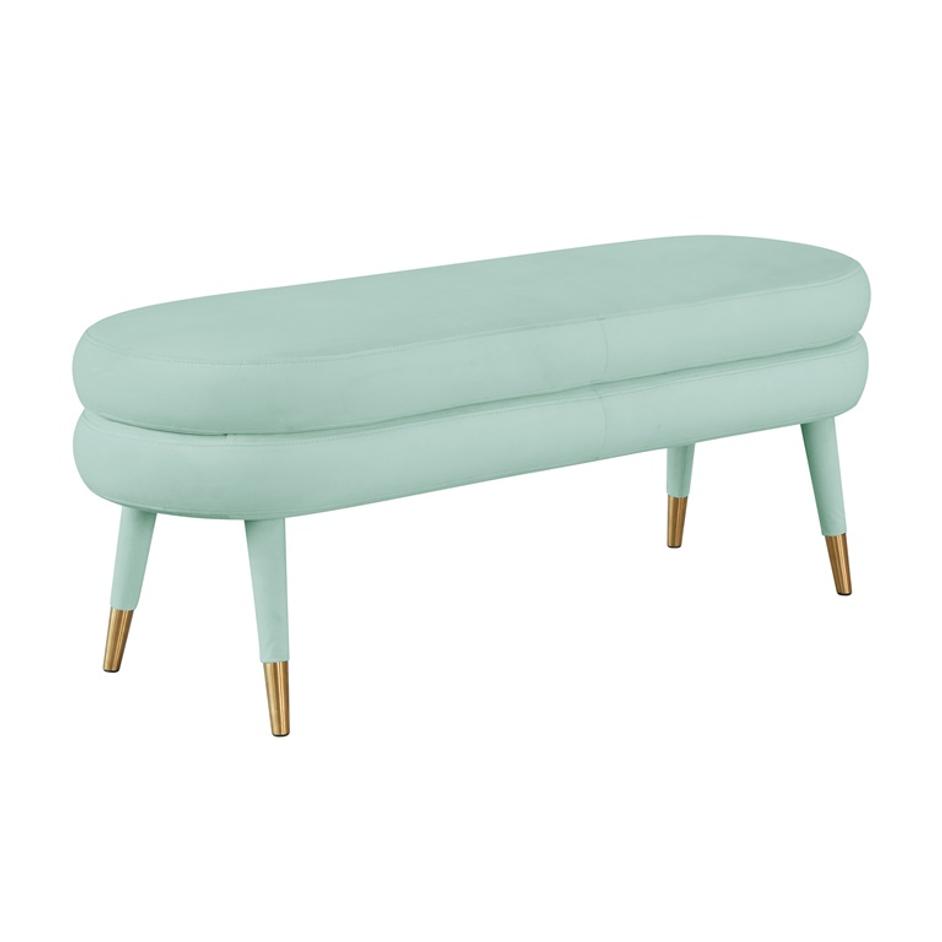 Betty Sea Foam Green Velvet Bench by tov furniture