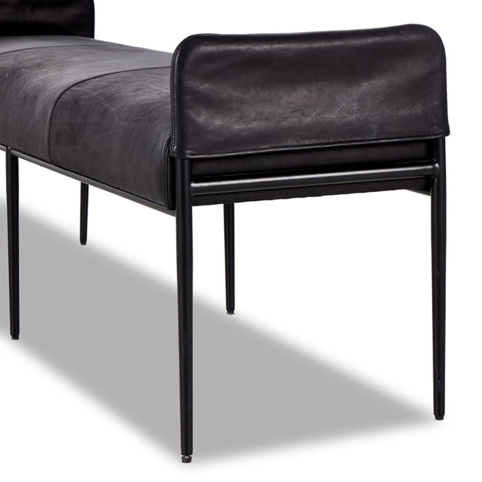 Brickel Backless Bench In Heirloom Black by Four Hands