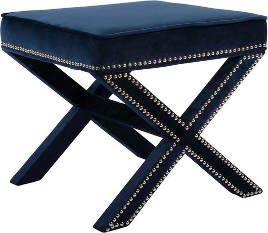 Alan Ottoman/Bench In Navy Velvet by Meridian Furniture