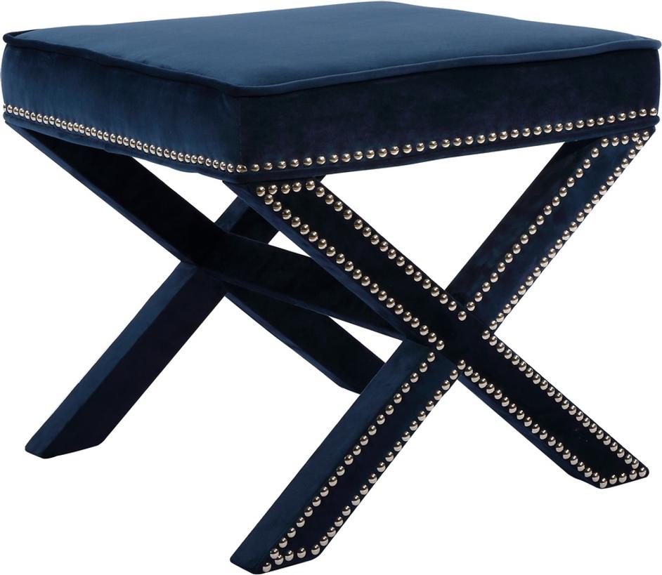 Alan Ottoman/Bench In Navy Velvet by Meridian Furniture