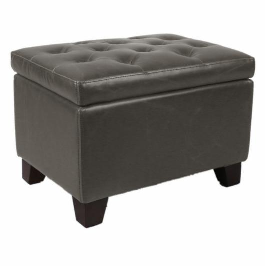 Julian Rectangular Bonded Leather Storage Ottoman In Vintage Gray by New Pacific Direct