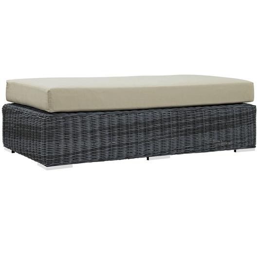 Kindle Outdoor Patio Sunbrella® Rectangle Ottoman In Canvas Antique Beige by Modway Furniture