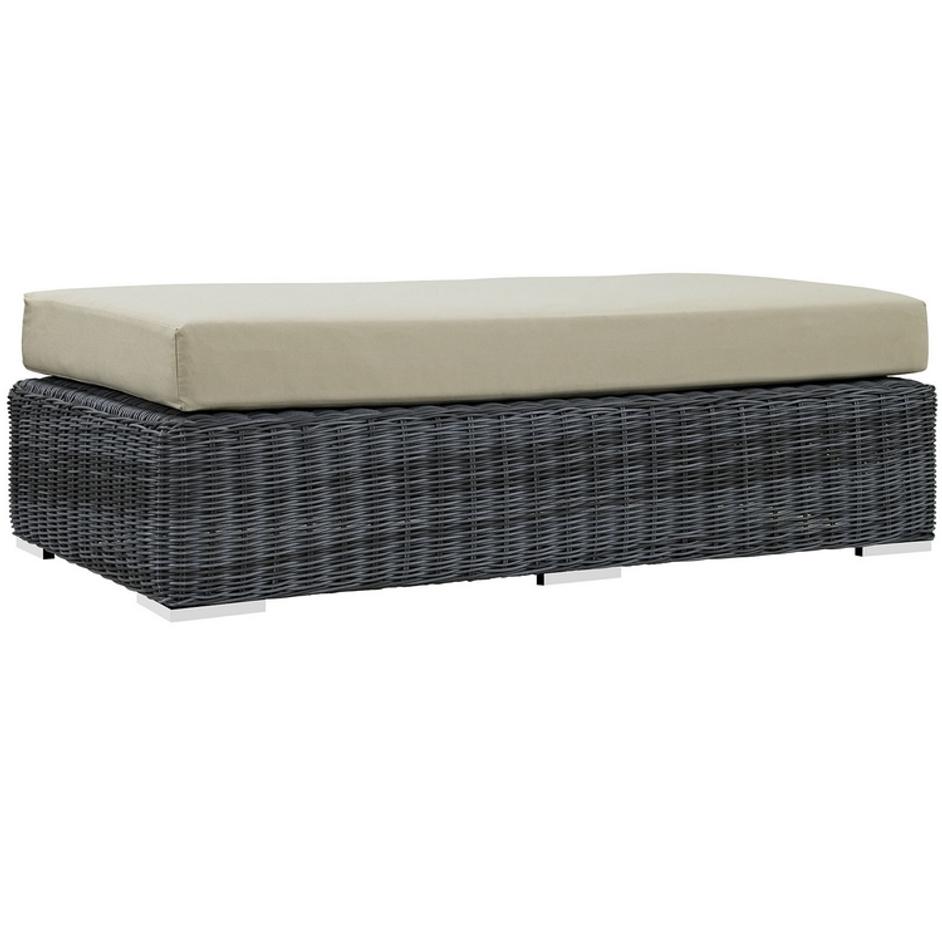 Kindle Outdoor Patio Sunbrella® Rectangle Ottoman In Canvas Antique Beige by Modway Furniture