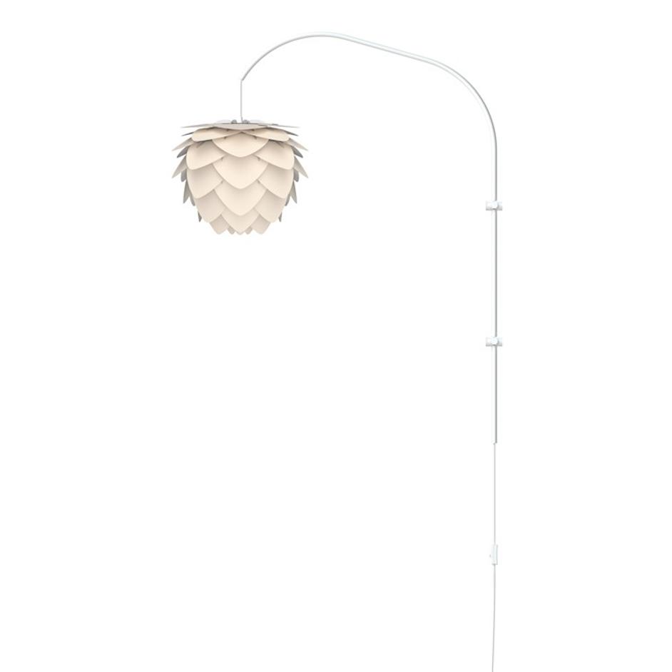 Aluvia Mini 1-Light Wall Lamp in Pearl with White Wall Hanger by UMAGE
