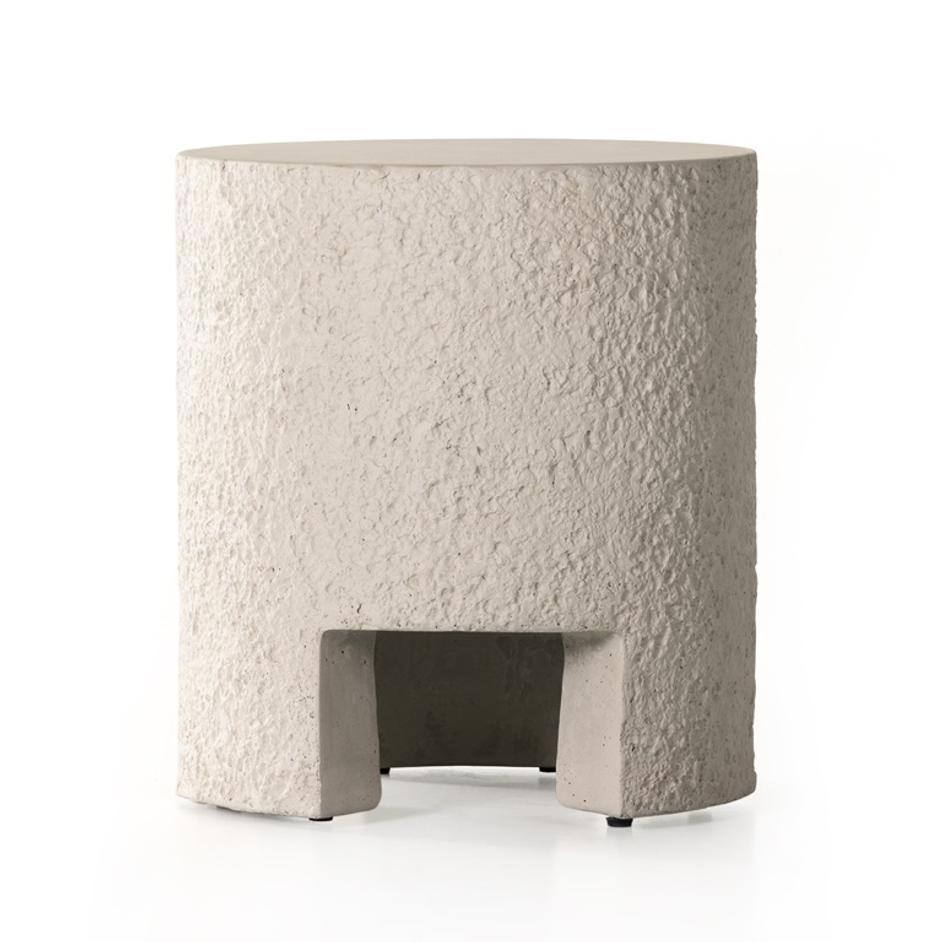 Kember Outdoor End Table In Blanc White by FOUR HANDS
