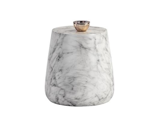 Aries Side Table - Marble Look - White by Sunpan