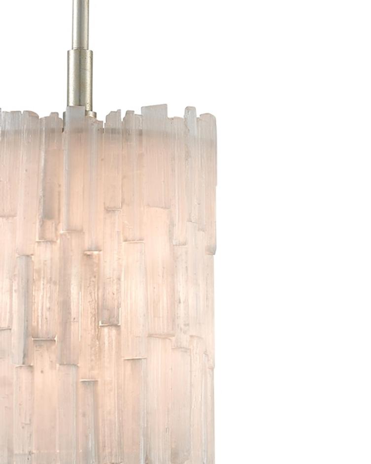 Moonstone Pendant In Natural & Chinois Silver Leaf by Currey & Company