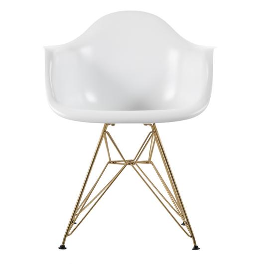 Lorena Fiberglass Arm Chair - White Matte / brass by Aeon Furniture