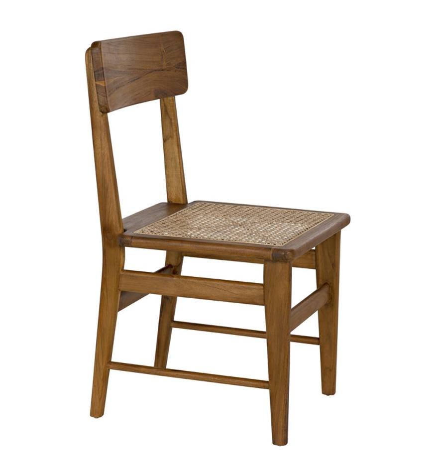 Comet Teak and Caning Chair with Clear Coat Gloss Finish by Noir Furniture