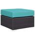 Minerva Outdoor Patio Fabric Square Ottoman In Espresso Turquoise by Modway Furniture