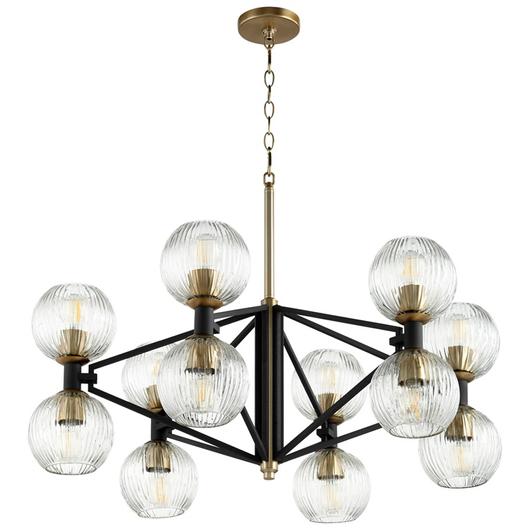 Helios Chandelier in Noir / Aged Brass by Cyan Design