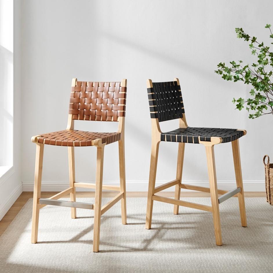Marco PU Counter Stool, Ochre Brown by New Pacific Direct