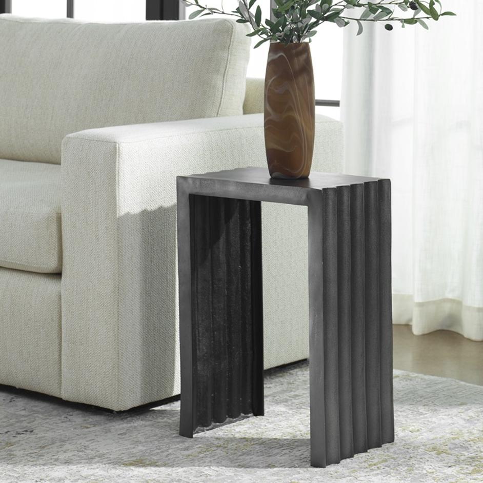 In The Groove Aluminum Accent Table by Uttermost