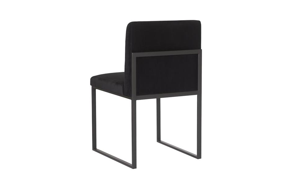Frozen Dining Chair, Black Velvet Fabric, Matte Black Metal Frame by PHILLIPS COLLECTION