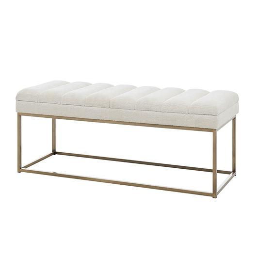 Darius Fabric Bench In Opus Cream by New Pacific Direct