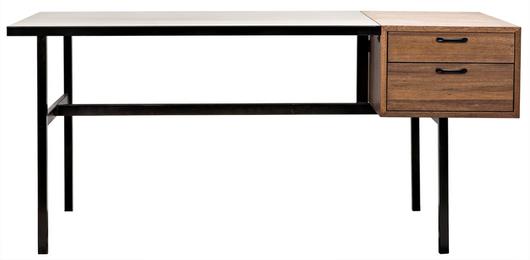 Algeron Dark Walnut Desk with Matte Black Industrial Steel Frame by Noir Furniture