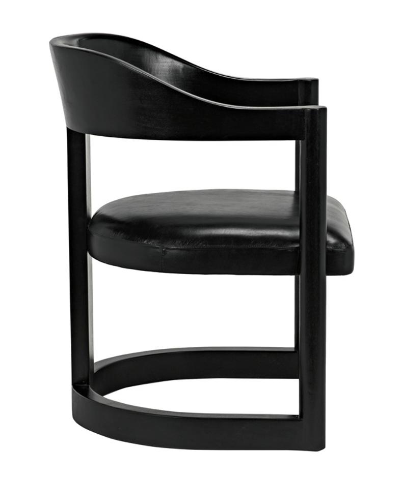 McCormick Teak Chair in Charcoal Black with Black Leather Upholstery by Noir Furniture