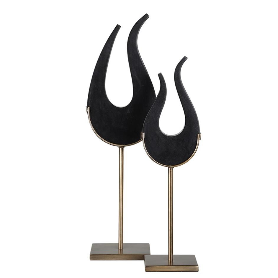 Black Flame Sculptures, S/2 by Uttermost