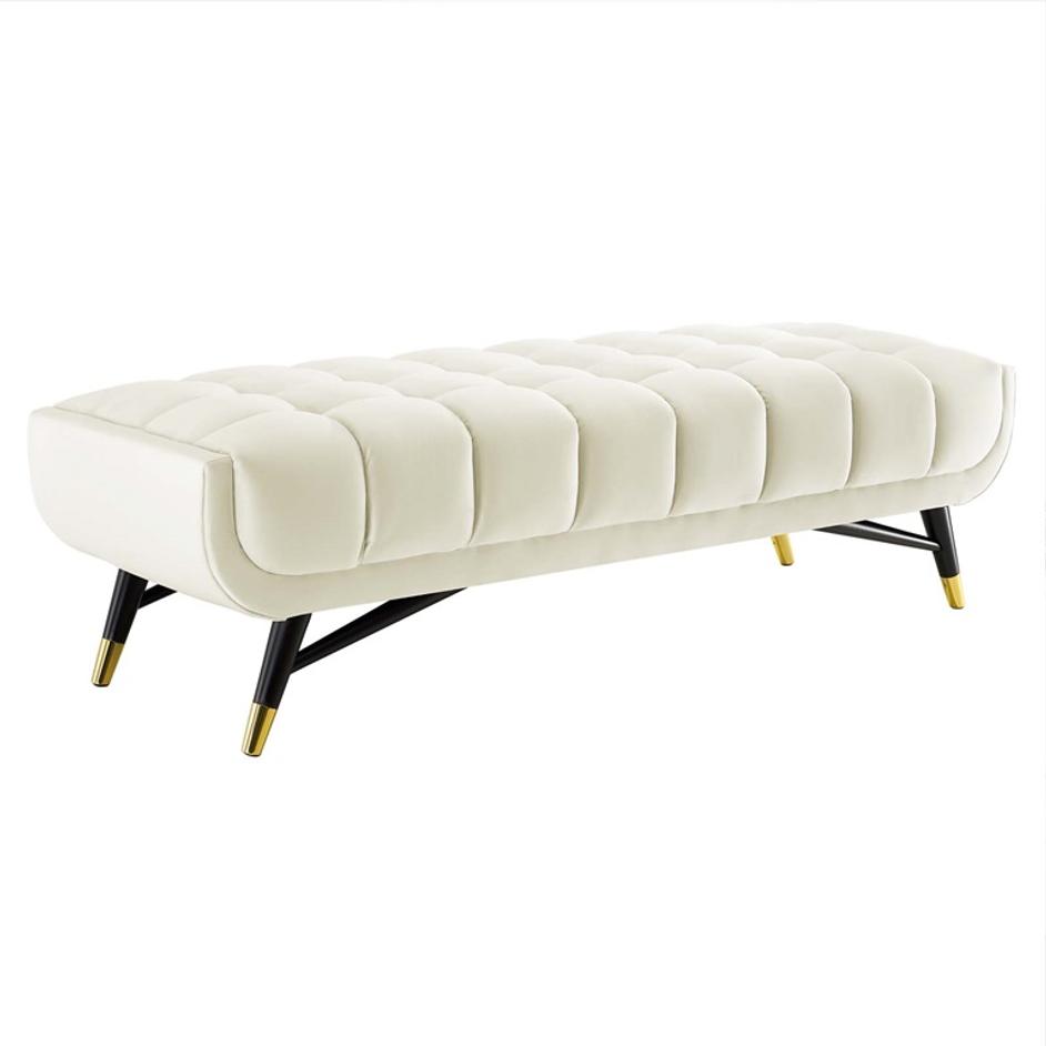 Scholar 60" Performance Velvet Bench In Ivory by Modway Furniture