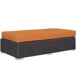 Minerva Outdoor Patio Fabric Rectangle Ottoman In Espresso Orange by Modway Furniture