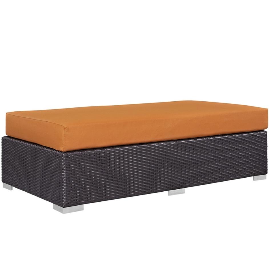 Minerva Outdoor Patio Fabric Rectangle Ottoman In Espresso Orange by Modway Furniture