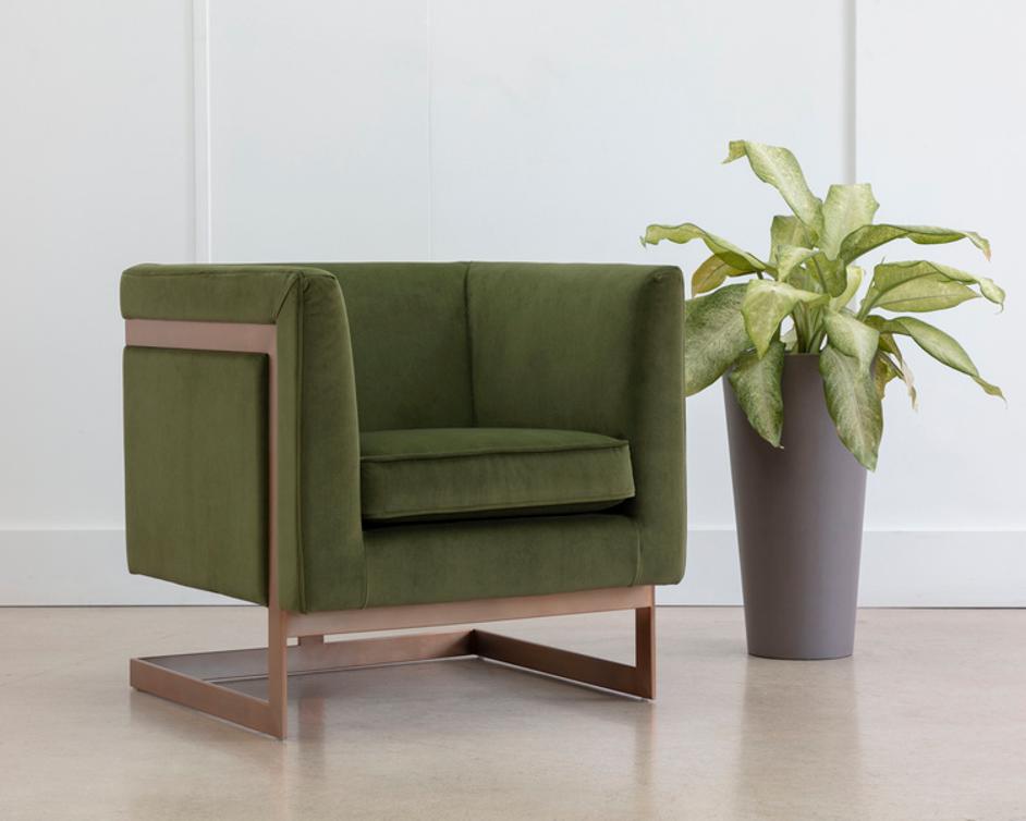 YVETTE ARMCHAIR - GOLD - MEG OLIVE by Sunpan