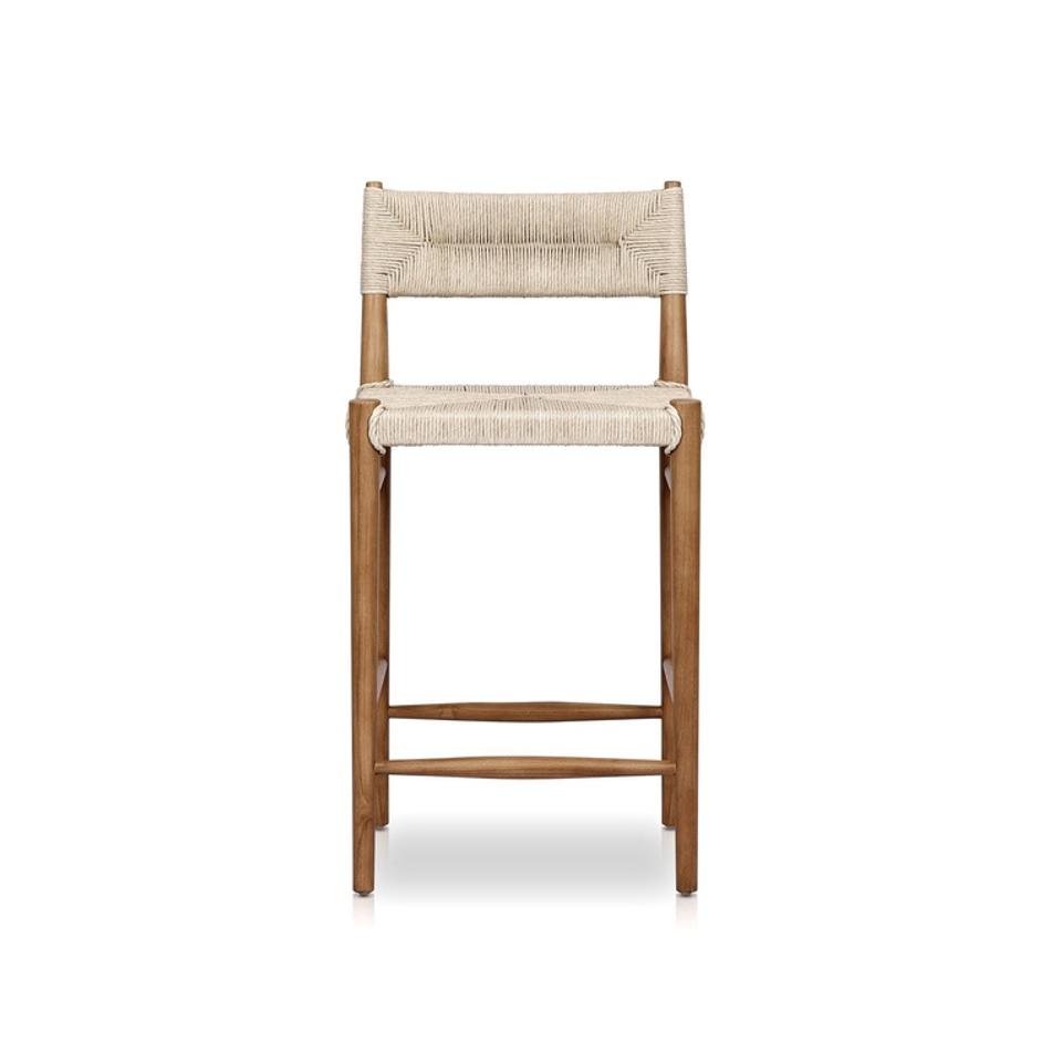 Lomas Bar + Counter Outdoor Stool - Vintage White by Four Hands