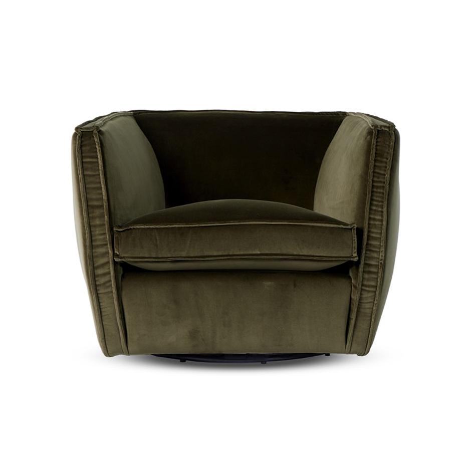 Rashi Swivel Chair In Surrey Olive by FOUR HANDS