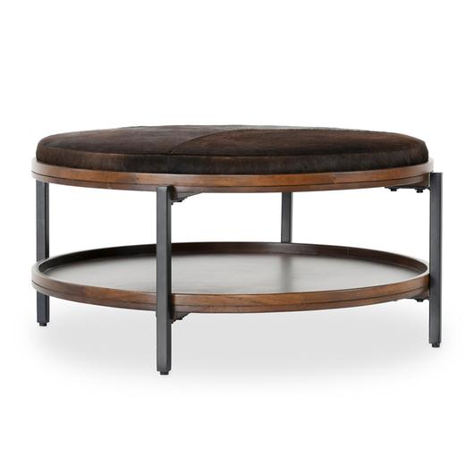 Hunt Hide/Mango Wood 38" Round Coffee Table Barista Brown by Classic Home