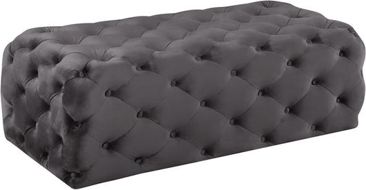 Debbie Ottoman/Bench In Grey Velvet by Meridian Furniture
